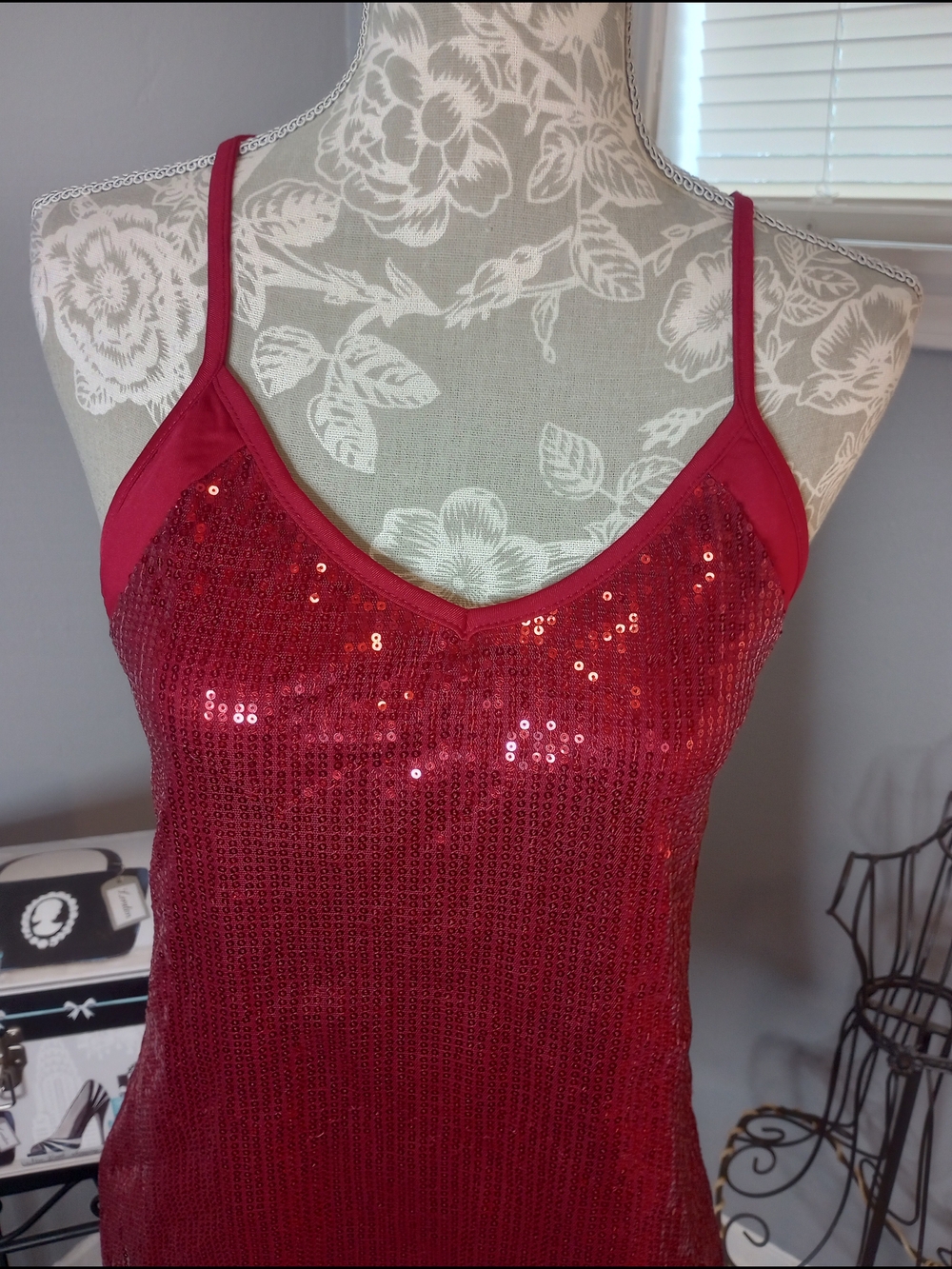 2 For $10 Red Sequin Spaghetti Strap Tank Top‎ Khol's